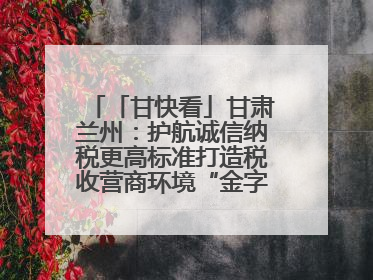 「甘快看」甘肃兰州：护航诚信纳税更高标准打造税收营商环境“金字招牌”