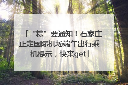 “粽”要通知！石家庄正定国际机场端午出行乘机提示，快来get