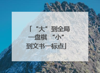 “大”到全局一盘棋 “小”到文书一标点