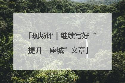 现场评｜继续写好“提升一座城”文章