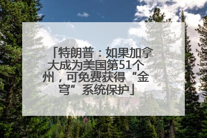 特朗普：如果加拿大成为美国第51个州，可免费获得“金穹”系统保护