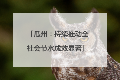 瓜州：持续推动全社会节水成效显著