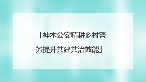 神木公安精耕乡村警务提升共建共治效能