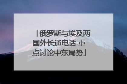 俄罗斯与埃及两国外长通电话 重点讨论中东局势
