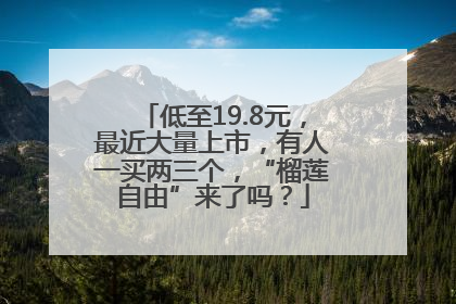 低至19.8元，最近大量上市，有人一买两三个，“榴莲自由”来了吗？