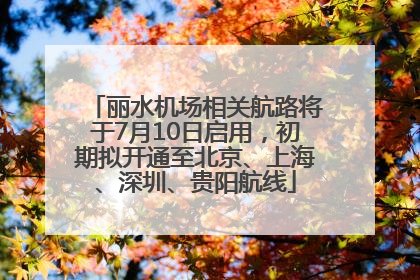 丽水机场相关航路将于7月10日启用，初期拟开通至北京、上海、深圳、贵阳航线