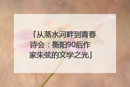 从蒸水河畔到青春诗会：衡阳90后作家朱弦的文学之光