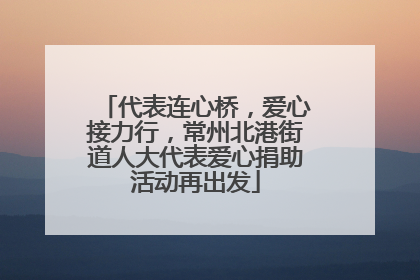 代表连心桥，爱心接力行，常州北港街道人大代表爱心捐助活动再出发
