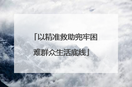 以精准救助兜牢困难群众生活底线