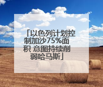 以色列计划控制加沙75%面积 意图持续削弱哈马斯