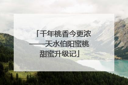 千年桃香今更浓——天水伯阳蜜桃甜蜜升级记