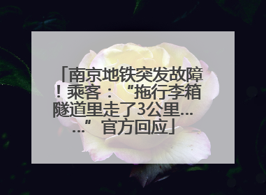 南京地铁突发故障！乘客：“拖行李箱隧道里走了3公里……”官方回应