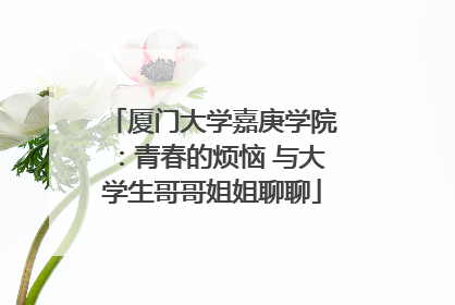 厦门大学嘉庚学院：青春的烦恼 与大学生哥哥姐姐聊聊