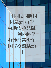 同根同脉同舟筑梦 互学互助传承共融——河西区举办津台青少年国学交流活动