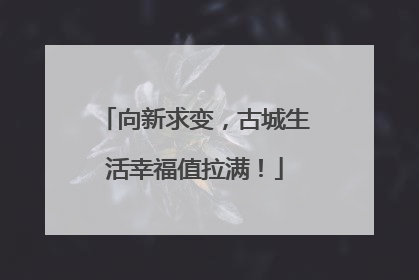 向新求变，古城生活幸福值拉满！