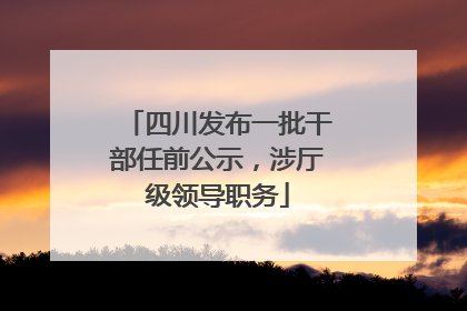 四川发布一批干部任前公示，涉厅级领导职务