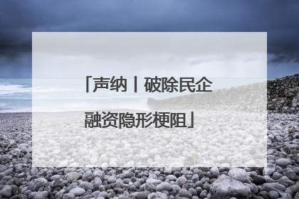 声纳丨破除民企融资隐形梗阻