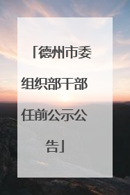 德州市委组织部干部任前公示公告