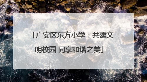 广安区东方小学：共建文明校园 同享和谐之美