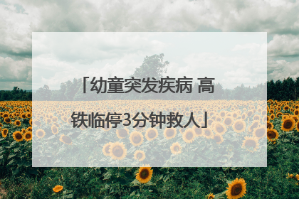 幼童突发疾病 高铁临停3分钟救人