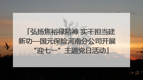 弘扬焦裕禄精神 实干担当建新功—国元保险河南分公司开展“迎七一”主题党日活动