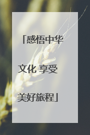 感悟中华文化 享受美好旅程