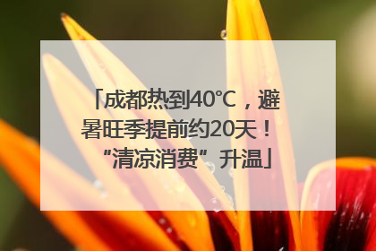 成都热到40℃，避暑旺季提前约20天！“清凉消费”升温