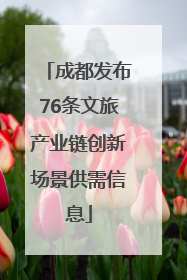 成都发布76条文旅产业链创新场景供需信息