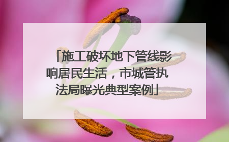 施工破坏地下管线影响居民生活，市城管执法局曝光典型案例
