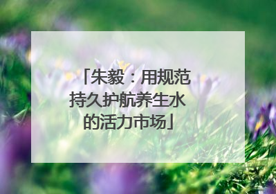 朱毅：用规范持久护航养生水的活力市场
