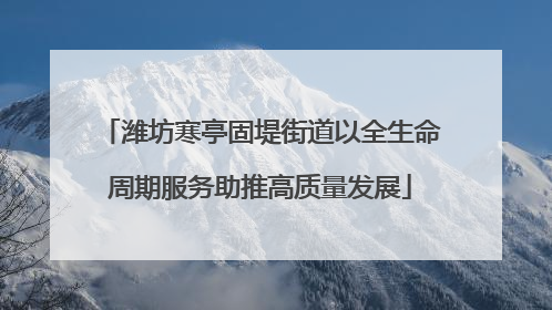 潍坊寒亭固堤街道以全生命周期服务助推高质量发展