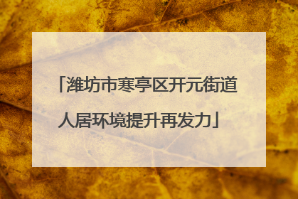 潍坊市寒亭区开元街道人居环境提升再发力