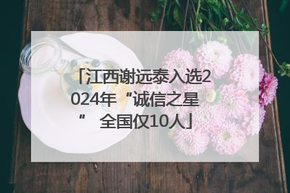 江西谢远泰入选2024年“诚信之星” 全国仅10人