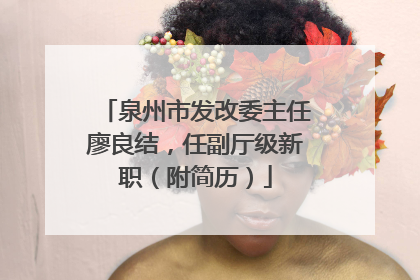 泉州市发改委主任廖良结，任副厅级新职（附简历）