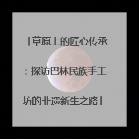 草原上的匠心传承：探访巴林民族手工坊的非遗新生之路