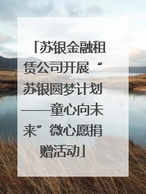 苏银金融租赁公司开展“苏银圆梦计划——童心向未来”微心愿捐赠活动