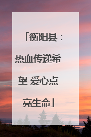 衡阳县：热血传递希望 爱心点亮生命