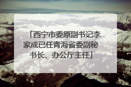 西宁市委原副书记李家成已任青海省委副秘书长、办公厅主任