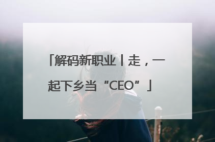 解码新职业丨走，一起下乡当“CEO”