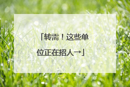 转需！这些单位正在招人→