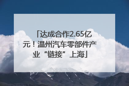 达成合作2.65亿元！温州汽车零部件产业“链接”上海