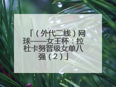 （外代二线）网球——女王杯：拉杜卡努晋级女单八强（2）